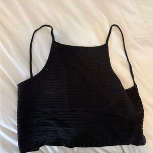 Wilfred Black Ribbed Crop Tank Top